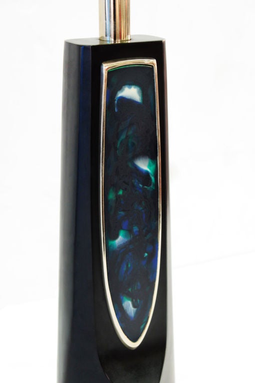 Pair of Table Lamps with Multicolored Resin Medallions