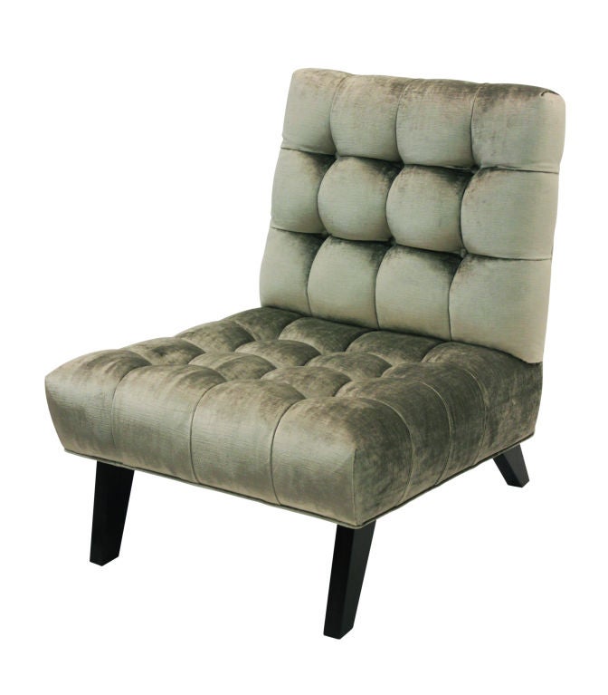 Button tufted upholstered fireside chair by Billy Haines, American ca 1956.  From the Estate of Irene Rich.