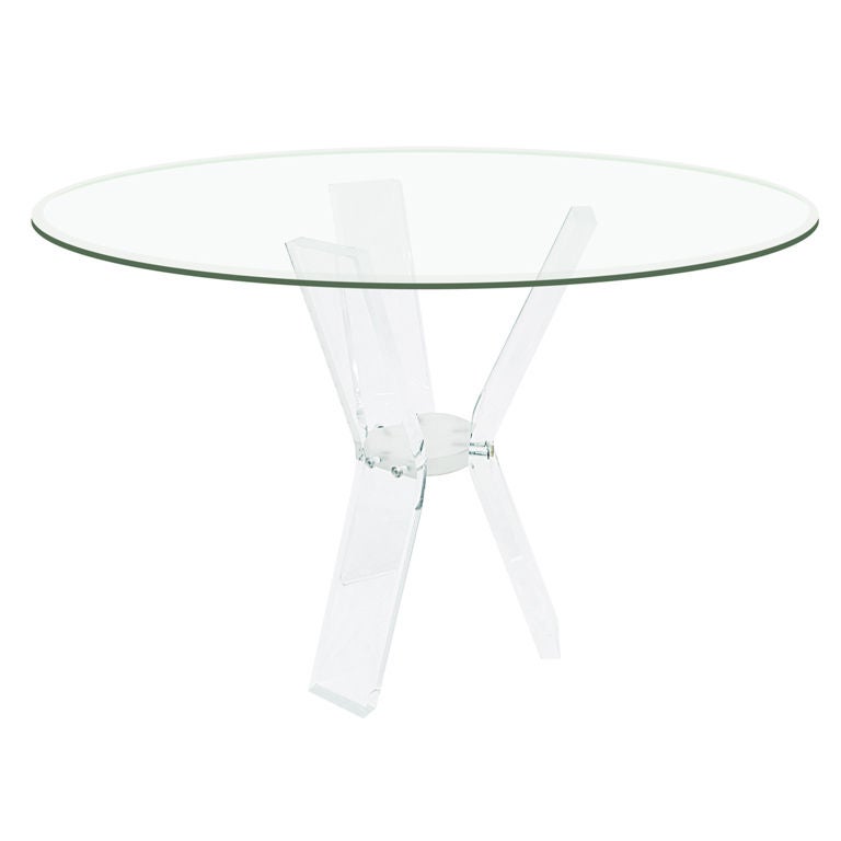 Tavolo da pranzo con base scultorea in lucite