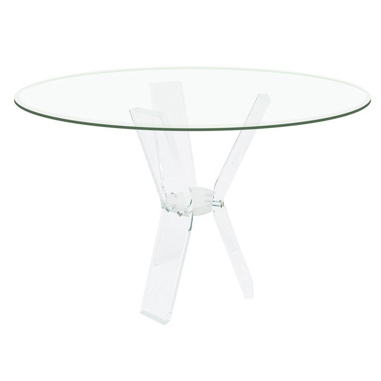 Dining Table with Sculptural Lucite Base For Sale