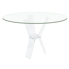 Retro Dining Table with Sculptural Lucite Base