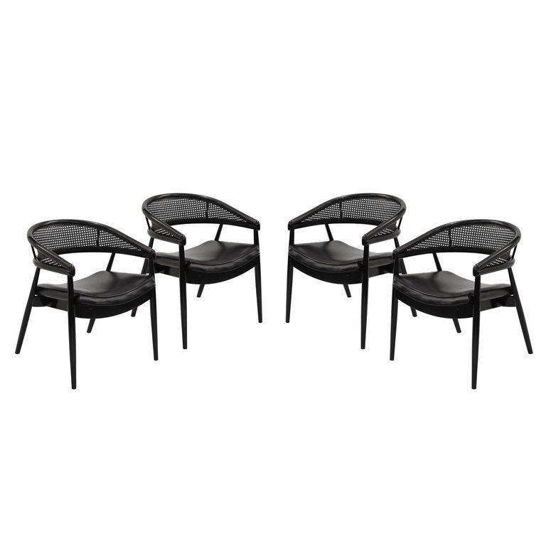 Set of Four Caned Barrel Back Dining/Game Chairs