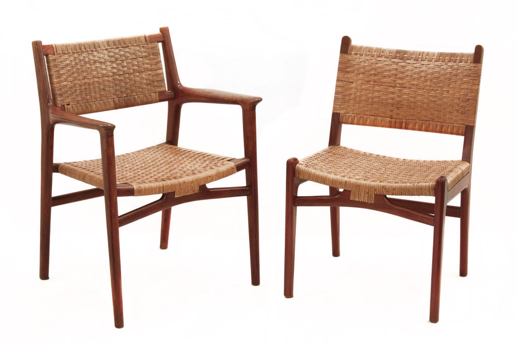 Set of 6 dining chairs model No. CH31 in teak with caned seats and backs by Hans Wegner for Carl Hansen, Denmark 1950's (label on bottom read 