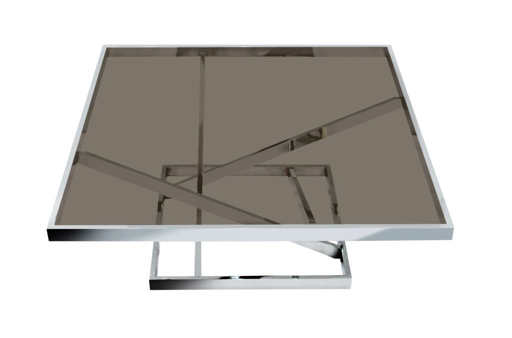 Architectural Coffee Table in Chrome with Smoked Glass Top