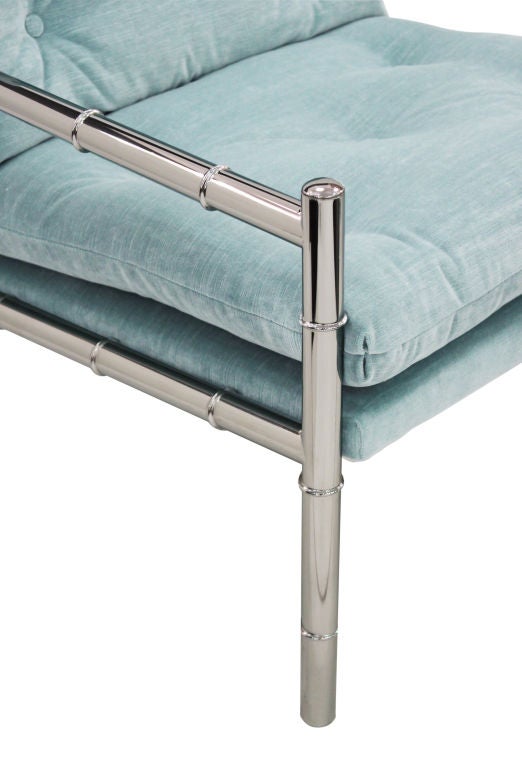 Chair and Ottoman with Chrome and Bamboo Motif