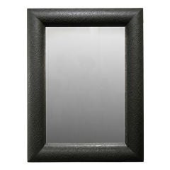 Mirror with Round Molded Frame in Elephant Ear Leather