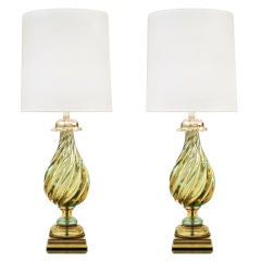 Pair of Large Hand-Blown Glass Table Lamps by Seguso