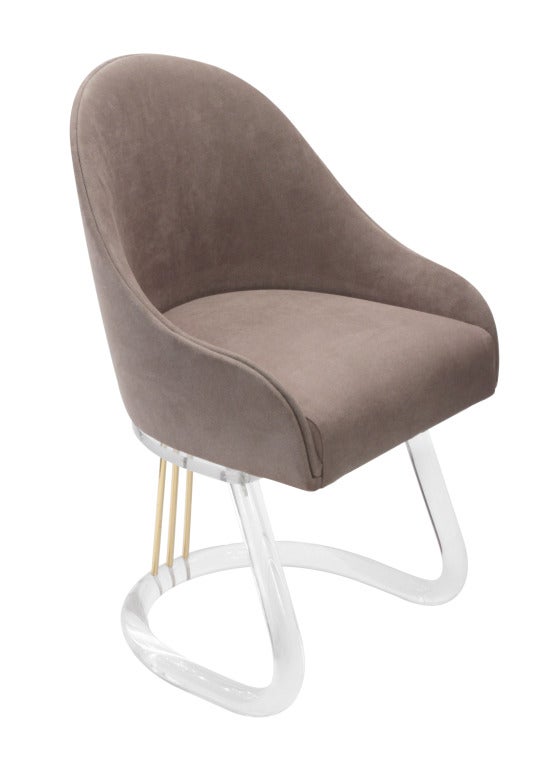 Set of 6 Swiveling Dining Chairs in Lucite by Lion in Frost