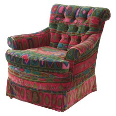Club Chair in Original "Caravan" Fabric by Jack Lenor Larsen
