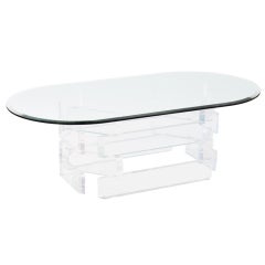 Sculptural Coffee Table with Stacked Lucite Base