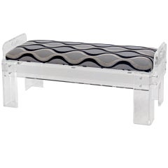Thick Lucite Bench with Upholstered Seat