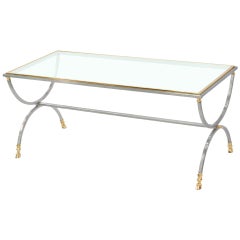 Sculptural Coffee Table in Steel and Brass with Hoof Motif