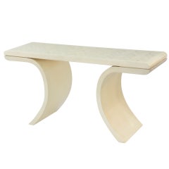 Sculptural Console Table with Faux Bone Lacquered Top