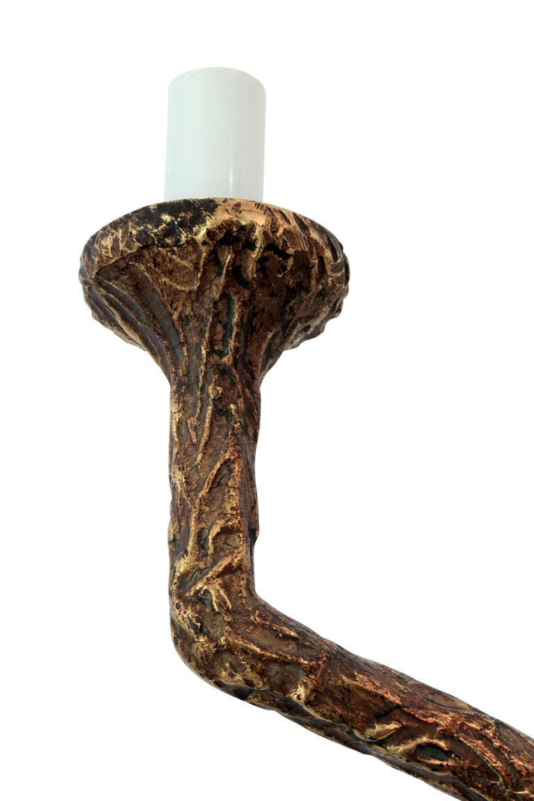 Pair of Giacometti Inspired Sconces in Bronze by Carole Gratale
