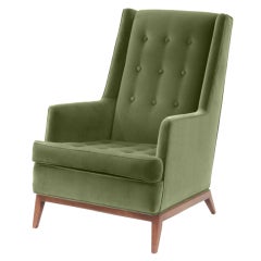 High Back Club Chair on Sculptural Base