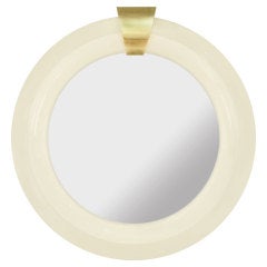 Mirror in Lacquered Bone with Gold Leaf Crest
