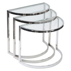 Set of 3 Nesting Tables in Chrome and Glass