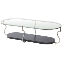 Coffee Table in Pewter, Brass and Glass by Tommi Parzinger