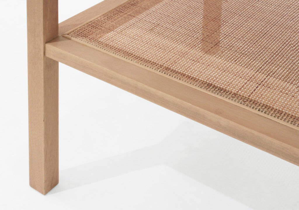 Pair of End Tables with Cane Shelf by Paul McCobb