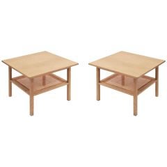 Pair of End Tables with Cane Shelf by Paul McCobb