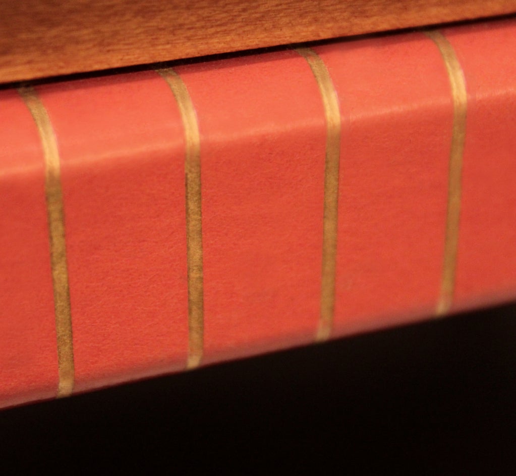 Side Table in Mahogany with Leather Accents by Tommi Parzinger
