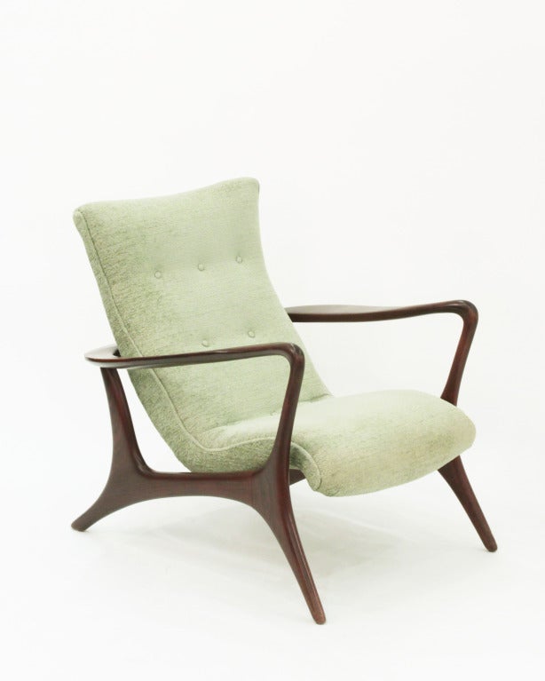 175E Sculptured Walnut Contoured Chair with original upholstery by Vladimir Kagan, American 1950