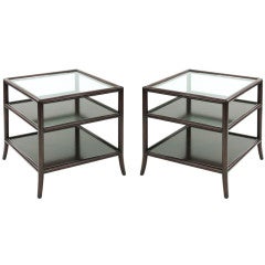 Vintage Pair of 3 Tier End Tables by Baker