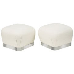 Pair of Souffle Ottomans by Karl Springer