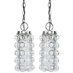 Pair of Bubble Glass Pendant Lamps Pair of Bubble Glass Pendant Lamps