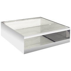 Coffee Table in Stainless Steel and Wire Glass by Joe D'Urso