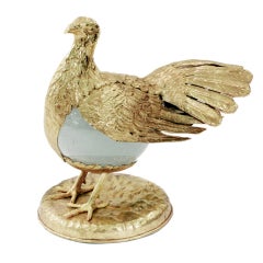 Brass Bird with Glass Orb Center by Gabriella Crespi