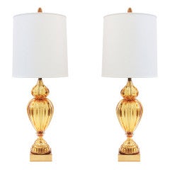 Pair of Exceptional Hand-Blown Glass Table Lamps by Seguso