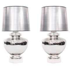 Pair of Large Sculptural Mercury Glass Table Lamps