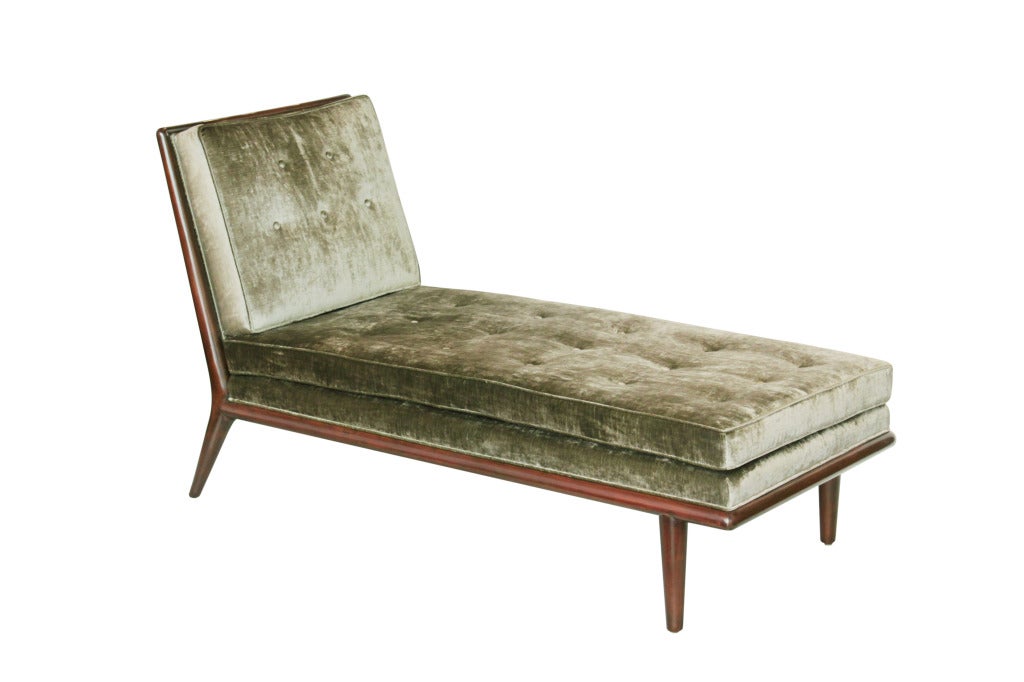 Chaise No. 1708 with frame in walnut by T.H. Robsjohn-Gibbings for Widdicomb, American 1950's