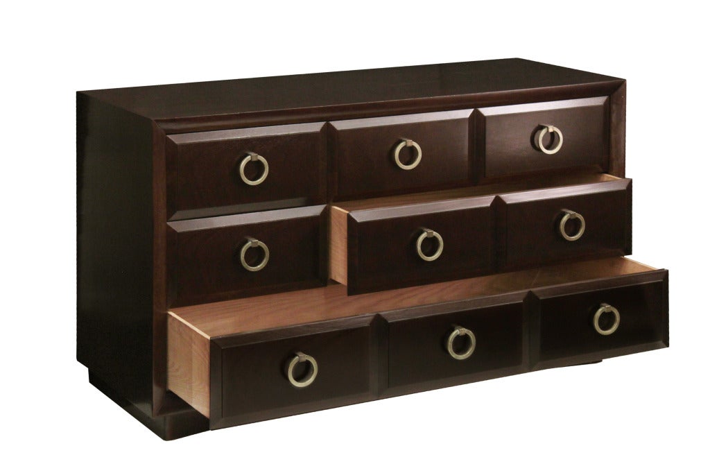 Chest of Drawers with Brass Pulls by T.H. Robsjohn-Gibbings