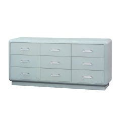 Chest of Drawers in Lacquered Linen with Lucite Pulls