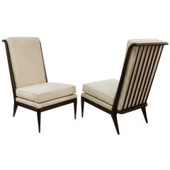 Elegant Slipper Chairs in Walnut with Dowel Backs by Widdicomb Elegant Slipper Chairs in Walnut with Dowel Backs by Widdicomb