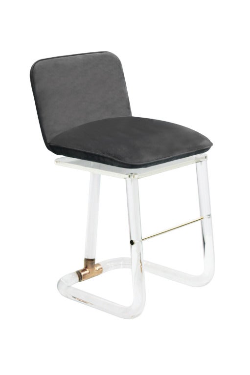 Set of 3 Lucite Bar Stools by Lion in Frost