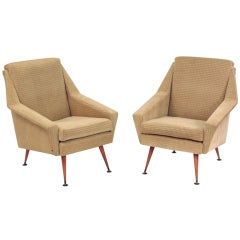 Pair of Sculptural High Back Lounge Chairs by Louis Paolozzi