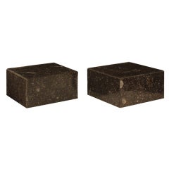 Pair of Black Fossilized Stone Coffee Tables