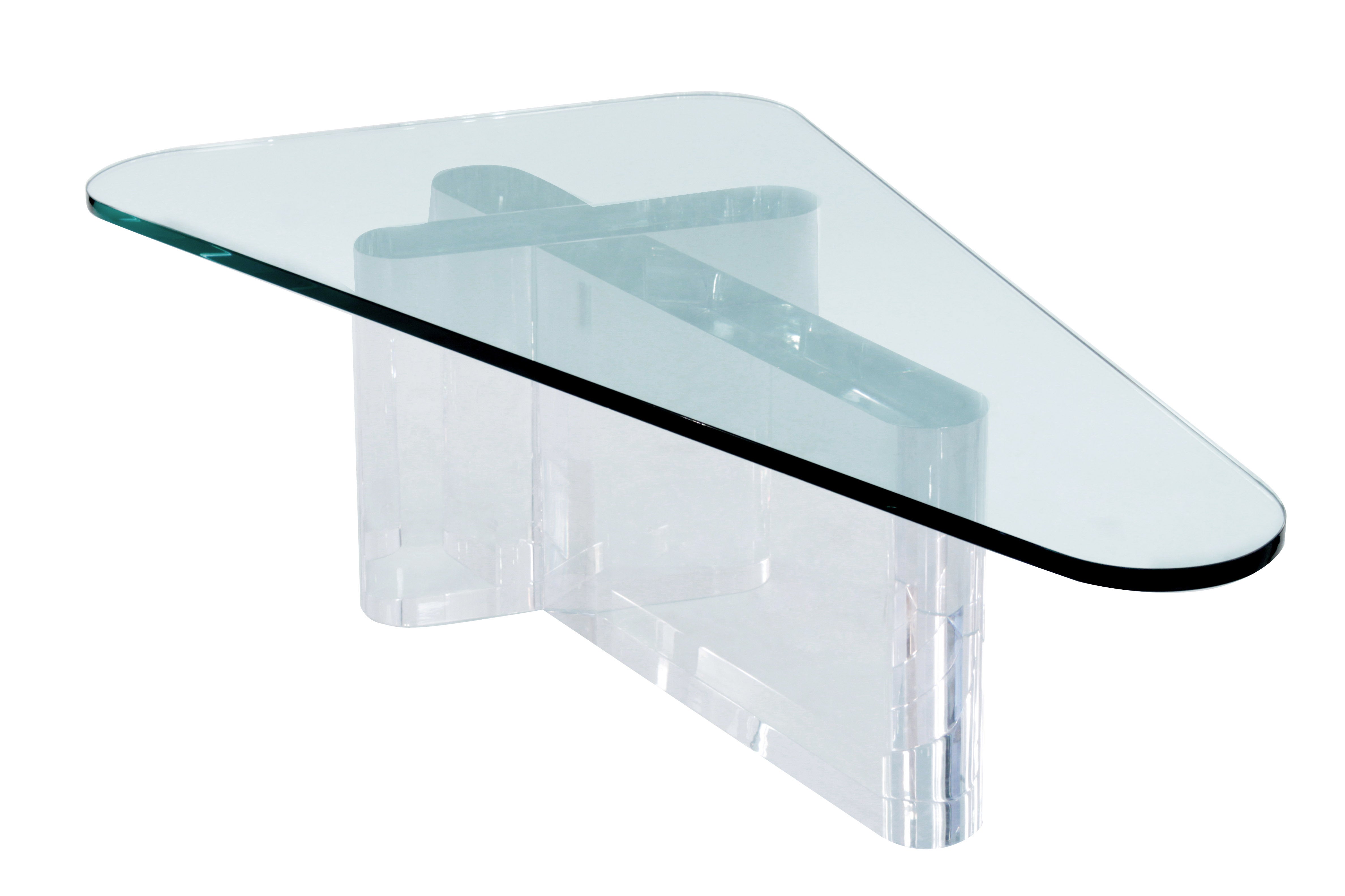 Sculptural Thick Lucite Coffee Table by Lion in Frost