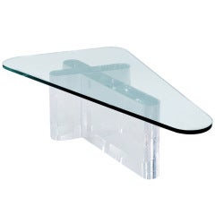 Sculptural Thick Lucite Coffee Table by Lion in Frost 9
