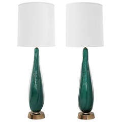 Pair of Hand-Blown Glass Table Lamps by Seguso