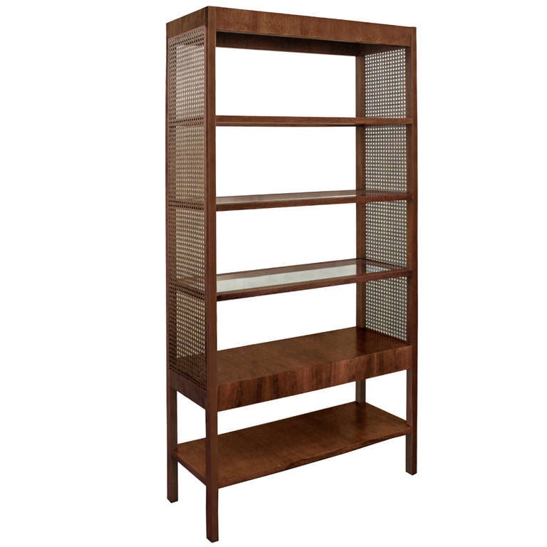 Caned bookcase outlet