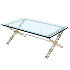 Coffee Table in Polished Steel and Brass by John Vesey