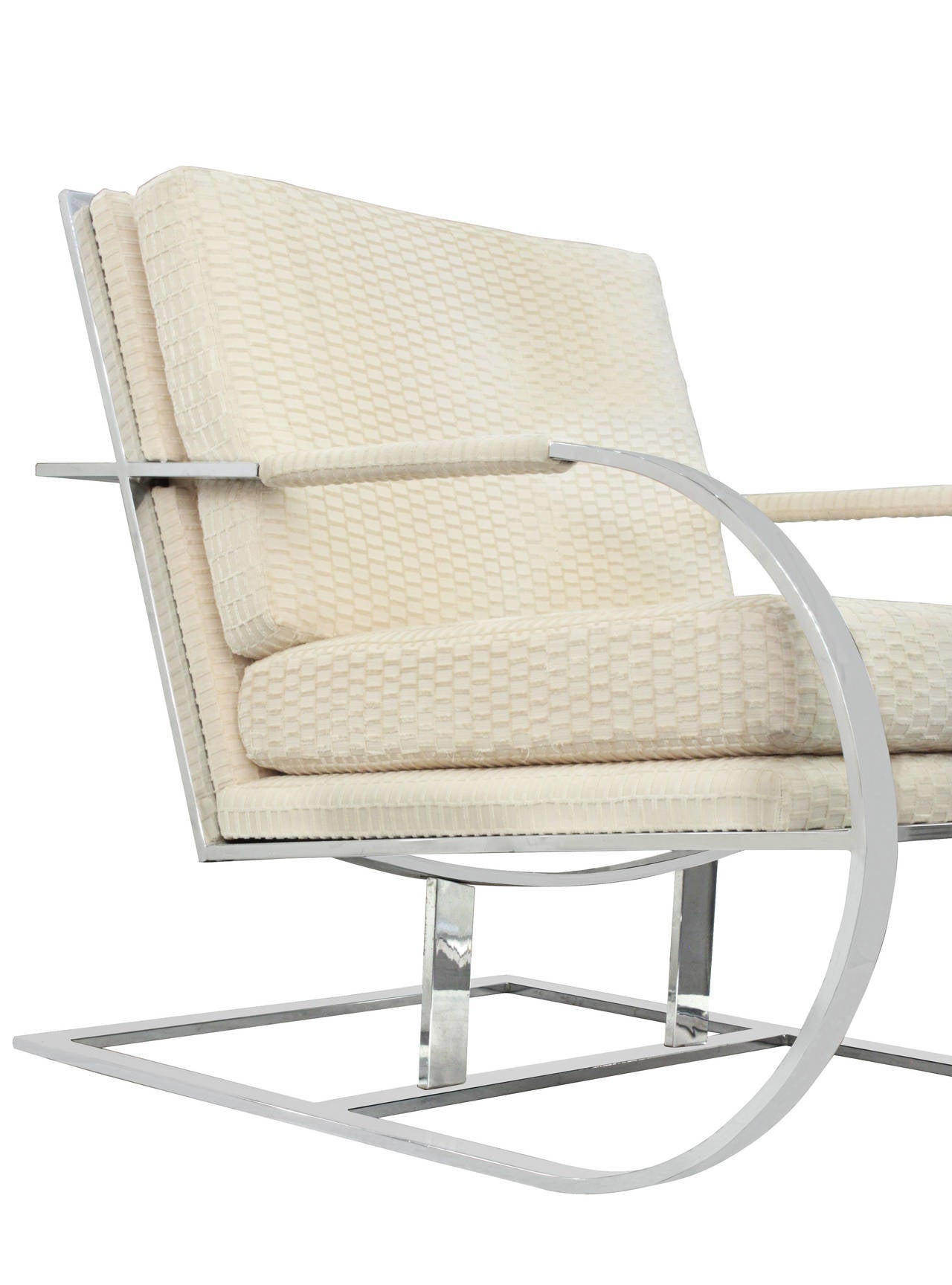 American Cantilevered Lounge Chair with Frame in Chrome by Milo Baughman