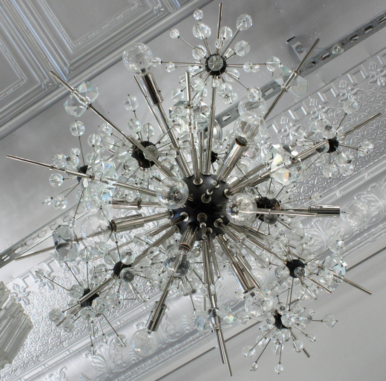 Chic Starburst Chandelier in Stainless Steel by Lobmeyr In Excellent Condition In New York, NY