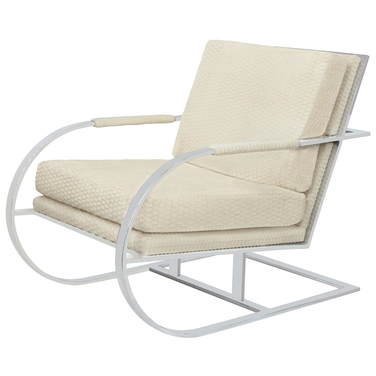 Cantilevered Lounge Chair with Frame in Chrome by Milo Baughman