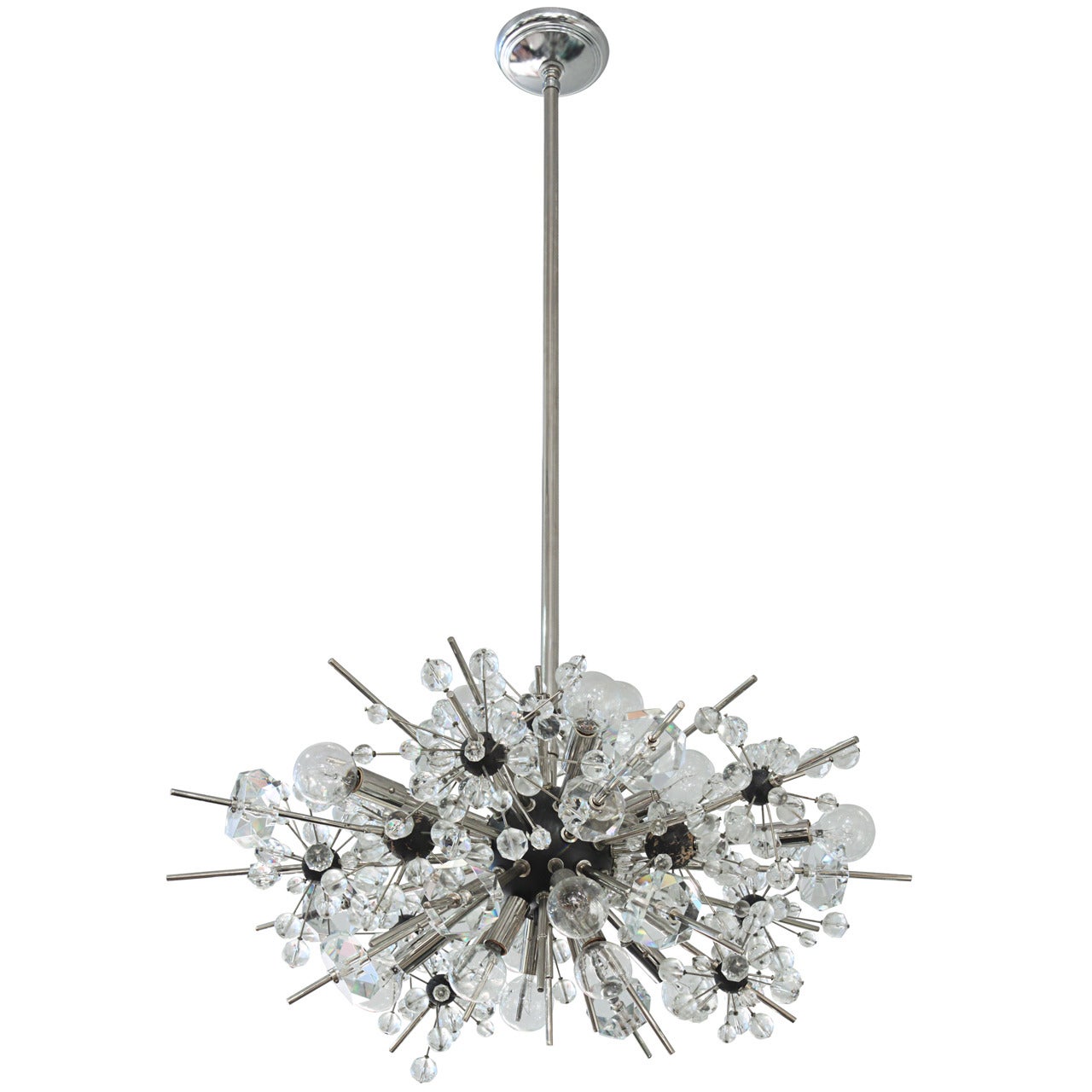 Chic Starburst Chandelier in Stainless Steel by Lobmeyr