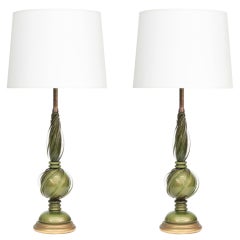 Pair of Hand-Blown Glass Table Lamps by Seguso